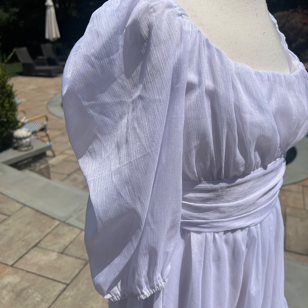 Lucy in the Sky White Women's NEIA Ruffle Chiffon White Dress Size M - Picture 4 of 13
